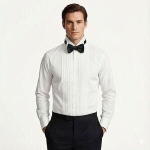 Vintage Lord West tuxedo shirt pleated french cuff white 15 32